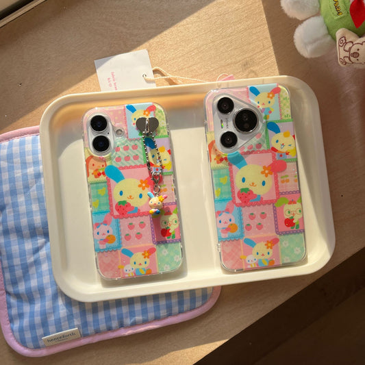 Cute Shining Rainbow Rabbit 16Promax Phone Case for 15pro Protective Case 14promax new pendant